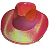 Berets Handmade Wedding Party Bride Cowboy Hat With Star Beadwork Brim Bridal Western Shinning Fedoras Sunproof Drop
