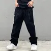 Men's Jeans Men Black Baggy Printed Hip Hop Teenager Boy Streetwear Skateboard Y2K Trousers Vintage Embroidered Letter