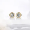 ATTAGEMS 1 Carat D Color Moissatine Stud Earrings For Women 18K Gold Plated 100% 925 Sterling Silver Wedding Party Fine Jewelry 240112