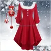 Basic & Casual Dresses Casual Dresses Christmas Swing Dress Adt Costume Fancy Xmas Red Clothing Women Evening Party Clothes Winter Dr Dhv6V