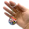 Chaveiros 1 pc simulação esportes futebol pingente chaveiro trinta e dois países bola bandeira chaveiro para saco de carro mochila acessórios presente