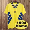 1994 Suède Larsson Mens Soccer Jerseys Team National Retro Dahlin Brolin Ingesson Home Yellow Away White Adult Brolin Football Shirts Uniforms