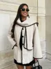 Kobiety czarny kaszmirowy gęsty płaszcz z szalikiem Chicka ciepła długie rękawy Solidna luźna kurtka luźna jesień zimowa streetwear 240113