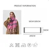 Mão atada borla cachecol rosa xadrez cashmere envoltório inverno engrossado quente xale estudante casal pashmina peludo bufanda cobertor 240112