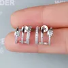 ANZIW Triple Side Hoops Earrings Half Open Cuff Real 925 Silver Piercing Ear Stud for Women Korean Jewelry 240112