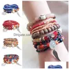 Uni Bohemian Armband Set Mti-Layer Elastic Rice Pärlor Armband för kvinnor Män Fashion Charm Bangles Kvinnliga smycken Drop Delivery DHPAP