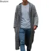 Heren Gebreide Katoenen Vest Mode Lange Truien Mannelijke Casual Solid Mouw Slanke Uitloper Herfst Winter Warme Hoodie 240113