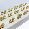 Yunli Real 18K Gold Ball Stud örhängen Pure Solid AU750 Earring for Women Fine Jewelry Gift 240112