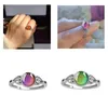 Vintage Sier Ring 925 Sterling Runder Kristall Temperaturempfindliche Farbwechsel Stimmung Finger Drop Lieferung Ot7Xm