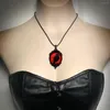 Hänge halsband gotisk kreativ korp halsband man kvinna mörk punk vampyr rött läder rep krage skräck halloween fest gåva choker