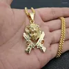 Ожерелья с подвесками из нержавеющей стали, ожерелье в стиле хип-хоп, подвески в виде льва и пистолета, золотого цвета, серебра, 24 дюйма, веревочная цепочка, коробка SN166