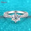 Smyoue Real 053CT Wedding Ring for Women Sterling Silver Round Brilliant Diamond Solitaire Engagement Rings Gift 240112