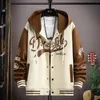 Trendy Hip Hop Hooded Baseball Uniform Unisex Lätt sportkläder Jacket Herrbomberjackor Autumn Coat Letter Tryckt 240113