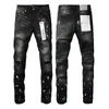 Luxusmarke Designer Herren Lila Jeans Denim Lochhose Stickerei Hose US Größe 28-40