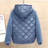 Chaqueta de algodón ligera y fina para mujer abrigo corto Otoño Invierno para mujer con capucha suelta lana de cordero 240112