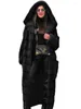 Cappotto di pelliccia da donna Donna Nero Lungo Spessore Calore Giacca di visone con cappuccio 2024 Autunno Inverno Moda Rosa Streetwear Cappotto Abbigliamento