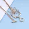 Alleryae Vintage Crystal Scorpion Netclace Netlace Water Diamond Scorpion Necklace Punk Square Zircon Zircon Scarpated Scorpion Gold Tbarn Ecklacew