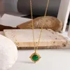 Pendentif Colliers Greatera Natural Green Stone Collier rond pour femmes Golden 316L Collier de chaîne en acier inoxydable Bijoux à la mode