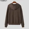 INCERUN Cardigan da uomo maglione con cerniera lavorato a maglia con cappuccio solido manica lunga casual tuta sportiva maschile streetwear maglioni autunnali S-5XL 240113