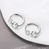 Plated Rose Gold Hoop Earrings for Women 925 Sterling Silver Earring 2 Stone 65mm 4mm Diamond Stud Ear Fine Jewelry 240112