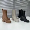 Kvinnor Boot Half Boots Betty Leather Platform Heel Knee Boot Waterproof Top Designer Damer Solid Color Platform Rain Shoes With Shoe Size 35-40 Australien