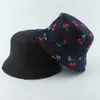 Berets 2024 Panama Fruit Cherry Print Bucket Hap dla mężczyzn Kobiety Rybak Fisherman Two Side Reversible Bob Summer Sun