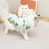 Vestuário para cães moda verão respirável floral para viagens poliéster fibra gato camisa cachorrinho mangas curtas pet traje roupas