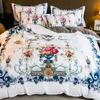 Ensemble de literie de luxe en coton avec impression de fleurs, housse de couette en Polyester, drap-housse, 240112