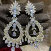HIBRIDE grande goutte d'eau zircon cubique grande fête de mariage boucles d'oreilles pour femmes Bijoux de mariée accessoires Bijoux E-523 240113
