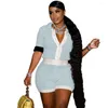 Women's Tracksuits Summer Fishnet Knitted Shorts Sets Sexy Short Sleeve Single Breasted Turn Down Collar Top And Mini Hollow Out Beach Wear