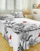 Bed Skirt Flower Daisy Female Line Red Lips Elastic Fitted Bedspread With Pillowcases Mattress Cover Bedding Set Sheet