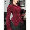 Kvinnors blusar Insgoth Gothic Velvet Shirt Blus Top Collar Long Sleeve Halloween Button Down Office Business Work