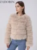 ZADORIN Long Sleeve Faux Fox Fur Coat Women Winter Fashion Thick Warm Fur Coats Outerwear Fake Fur Jacket Women Clothing 240112