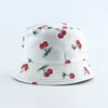 Berets 2024 Panama Fruit Cherry Print Bucket Hap dla mężczyzn Kobiety Rybak Fisherman Two Side Reversible Bob Summer Sun