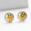 Argento 925 originale totale 2 carati diamante taglio brillante rotondo test passato D colore orecchini con perno donne gioielli con pietre preziose 240112