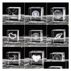 Kunst en ambacht Kristal 3D-beeld Op maat gemaakt Vierkant lichaam Regendruppels Wolken Liefde voor de maan Zonnestelsel Kubieke ambacht Decoratie Druppel Dhtqd