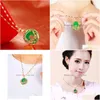 Hänge halsband halsband hänge mgfam 173p drake och phoenix halsband för kvinnor grön malaysisk jade porslin forntida maskot 24k gol dhkpo