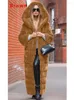 Women's Fur Coat Women Black Long Thick Warmth Hooded Mink Jacket 2024 Autumn Winter Fashion Pink Streetwear Overcoat Clothing