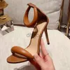 Sandálias stiletto para mulheres gianvitoe rossis designer de luxo zip sapatos de salto alto couro genuíno moda confortável9.5cm salto sandália roma