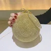 Gold Silver Color Round Ball Clutches For Women mode Luxury Shining Diamond Rhinestone Evening Bag Dinner Party Purse Handbag 240112