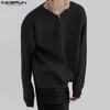 Estilo coreano casual estilo simples topos incerun masculino casual all-match camisola moda festa sólida semi-zip pullovers S-5XL 240113