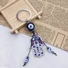 Nyckelringar Fashion Crystal Key Ring Evil Eye Eye Jewelry Metal Antik hängande skydd Religion Keychain