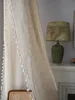 Micro transparente boêmio oco crochê linho puro costurado à mão bege franjas fazenda retrô cortina decorativa 1 peça 240113