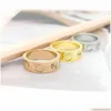 Bandringen Zirkoon Paar Ring Dames 5Mm Roestvrij staal Gepolijst Rose Goud Mode-sieraden Valentijnsdag Cadeau Voor Vriendin Accesso Dh4Ph