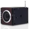 Radio August MB300B Mini Wood FM Clock Radiomottagare och MP3 -stereosystem med kortläsare / USB AUX i / 2 x 3W HIFI högtalare