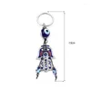 Nyckelringar Fashion Crystal Key Ring Evil Eye Eye Jewelry Metal Antik hängande skydd Religion Keychain