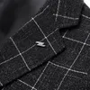 メンズスーツ2024冬のフラットカラートレンディファッション格子縞のジャキアレジャーワークシングルウェストスーツ