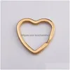 Rainbow Heart Gold Sier Color Keychains Metal Key Chain Ring Split Rings Uni Keyring KeyFob Holder Accessories Diy Drop Delivery DHH5I