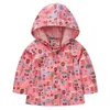 Jackets Spring Autumn Outdoor Girls Rain Jacket Lightweight Printing Children Raincoats Waterproof Hooded Kids Jacket1-5T