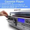 Aksesuarlar Looptone 3 Hızlı BluetoothCompatable Vinil LP Kayıt Çalar Vintage Gramofon Fon CDCasette FM/AM Radyo USB REC